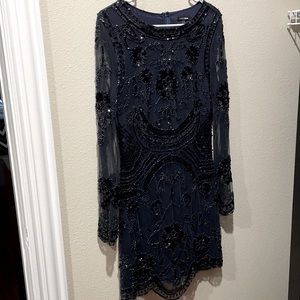 Fashion nova navy blue dress .